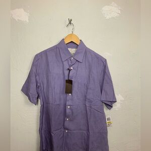Tasso Elba Men's Medium M 75% Silk 25% Linen Blend Shirt Lilac NWT